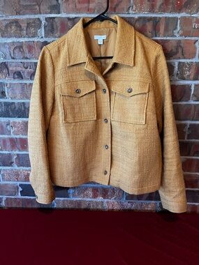 J. Jill Textured Button-Front Jean Jacket in Mustard Gold